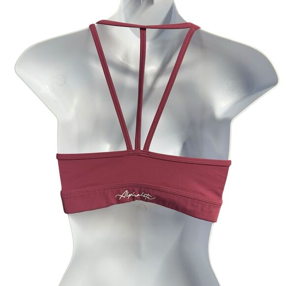 Alphalete Tri Sports Bra Pink Womens Small Strappy Padded Stretcg - Picture 5 of 13